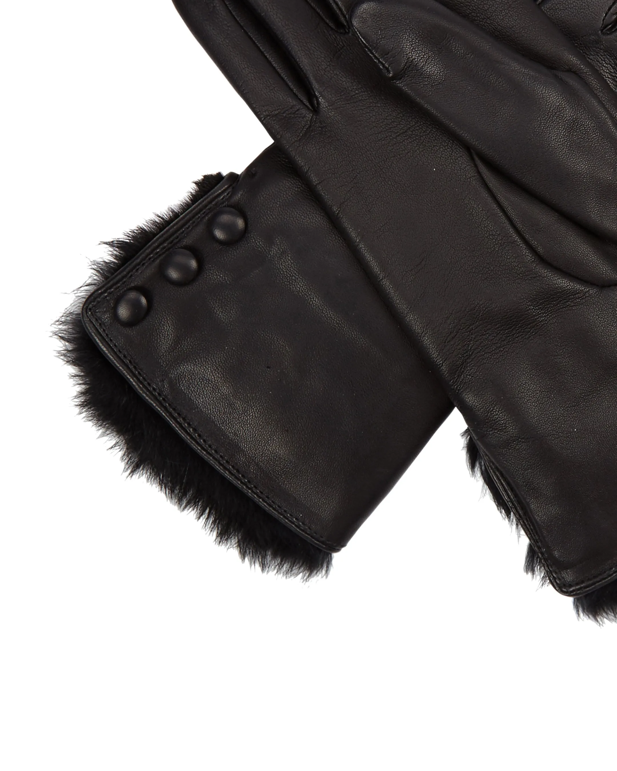 Women's Fur Lined Leather Gloves Black