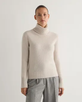 Women's Hazel Chunky Roll Neck Cashmere Jumper Frost White