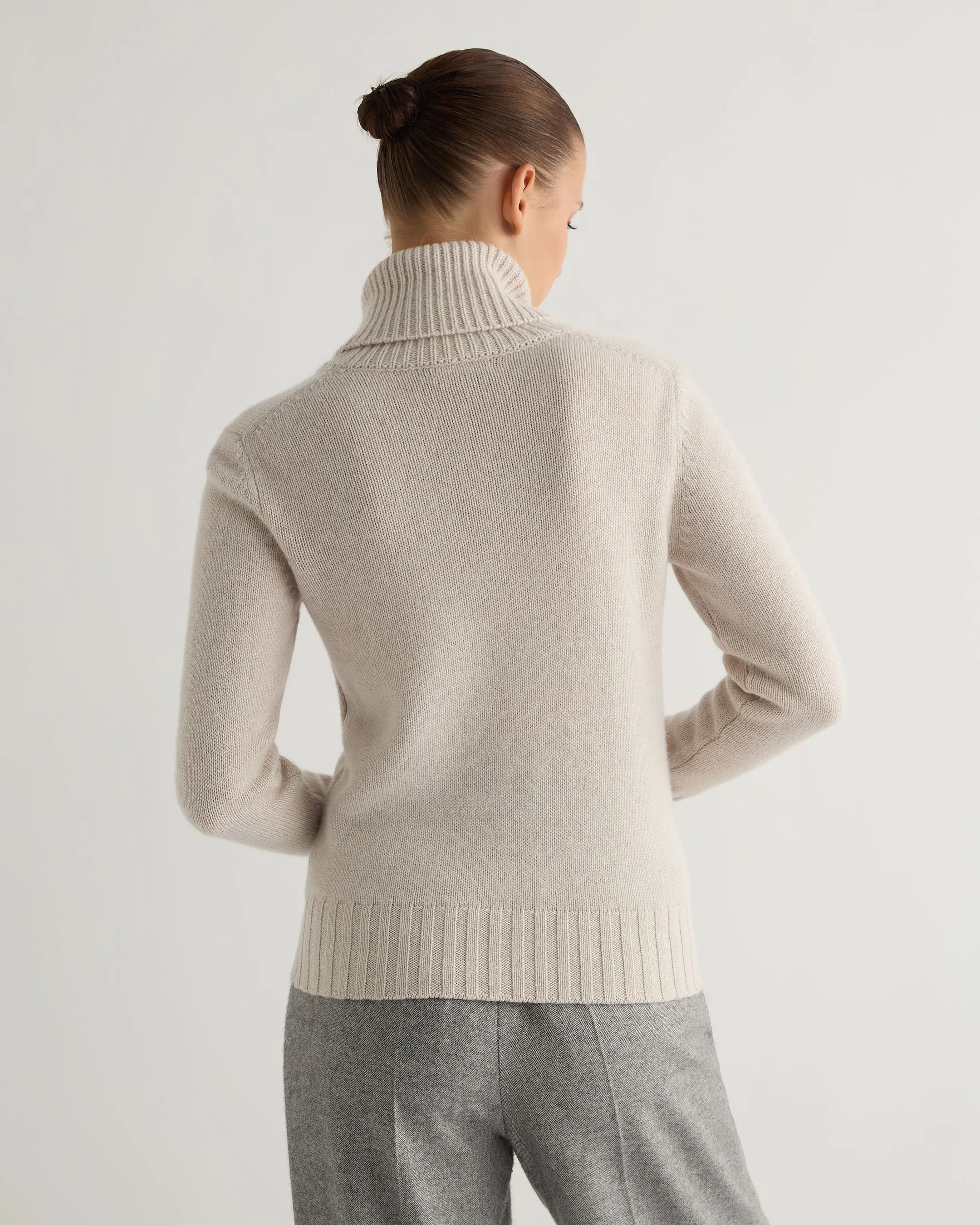 Women's Hazel Chunky Roll Neck Cashmere Jumper Frost White