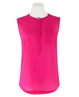 Women's Pink Tencel Semi-Fitted Sleeveless Blouse