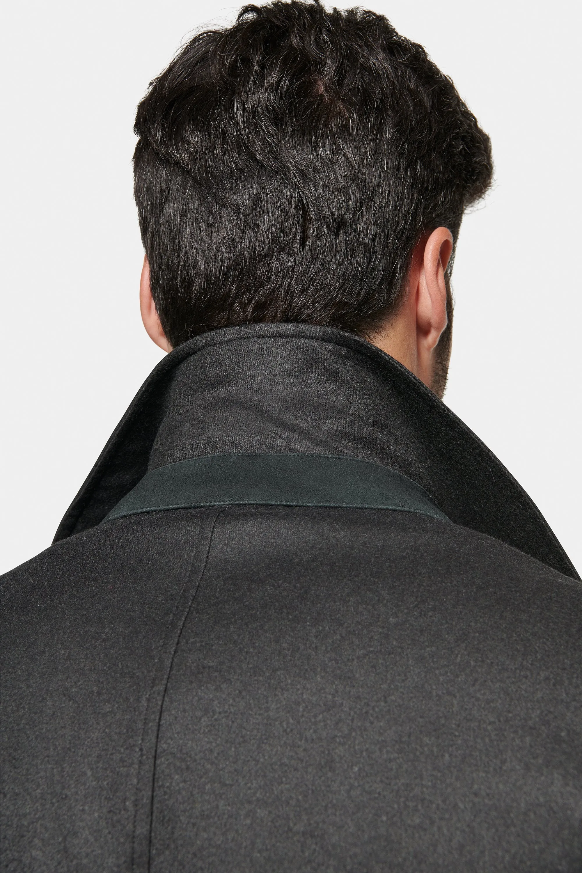 Wool Silk Euro Coat, Dark Graphite